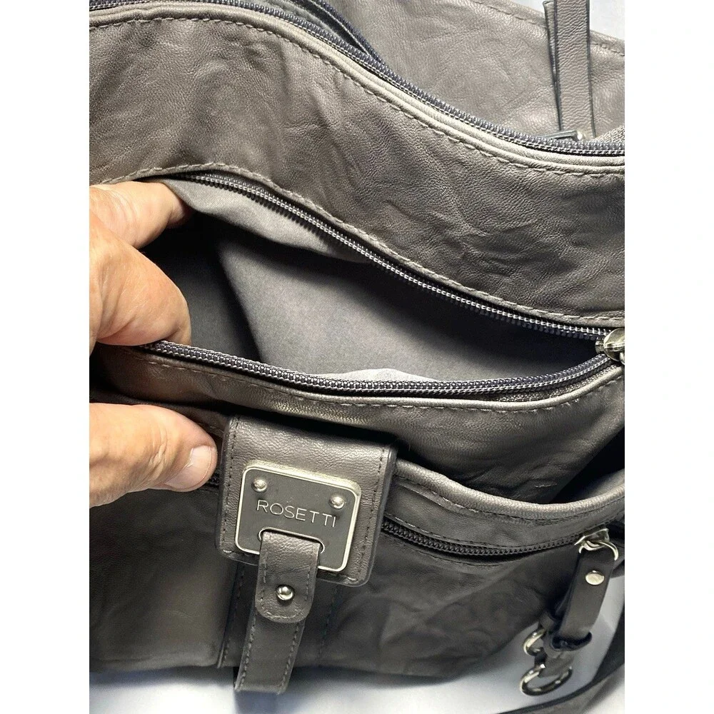 Rosetti Women’s Gray Faux Leather Rectangle Zipper Shoulder Bag Purse 12x11x5